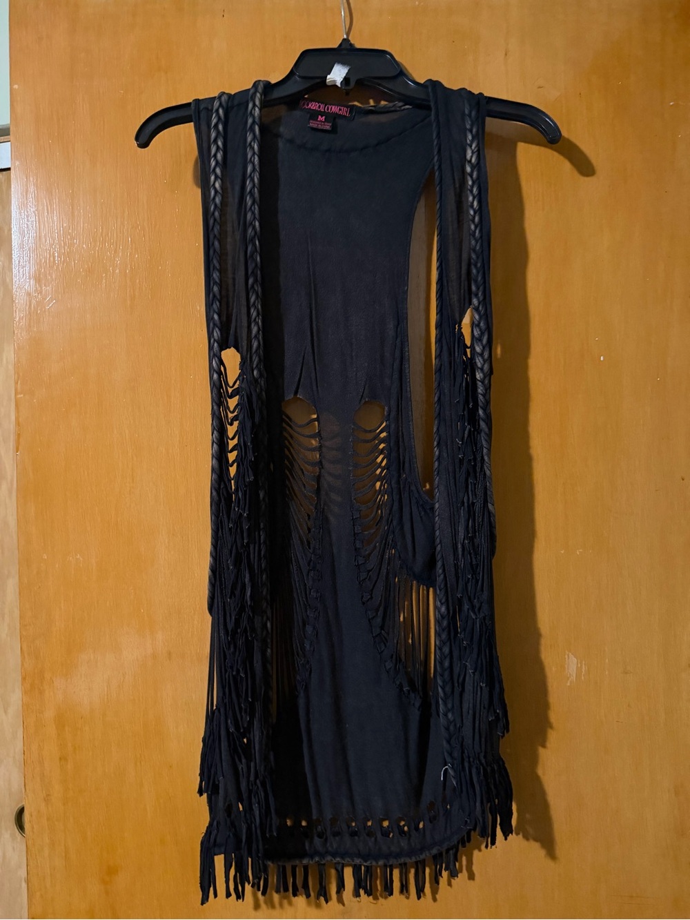 Women's Black Fringe Cutout Cardigan